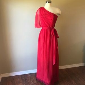 Vintage 70s Miss Elliette Red Chiffon Maxi Gown